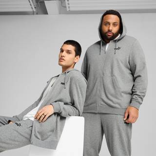 Men&#39;s Puma Essentials No. 1 Logo Full-Zip Hoodie, Gray, Size S, Clothing - Medium Gray Heather - S
