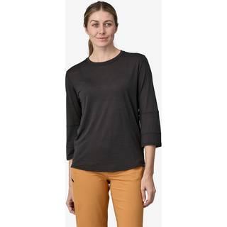 Patagonia Women's Merino 3/4 Sleeve Bike Jersey Merino-shirt Damer størrelse XS farve sort/grå
