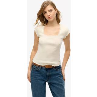 Superdry Superdry White Essential Square Neck Short Sleeve 100% Cotton T-Shirt