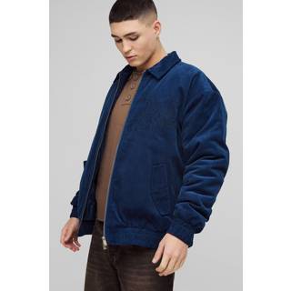Mens Blue Oversized Man Cord Varsity Jacket