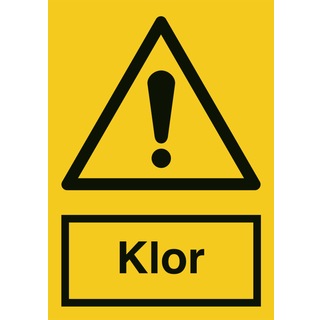 Advarselsskilt - Klor - Plast - 210 x 148 mm (A5)