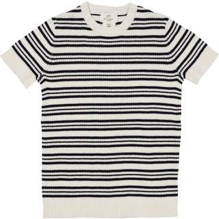 Copenhagen Colors Ribstrikket Bluse Navy Stripe 116 cm  Blå  116 cm  kvinde