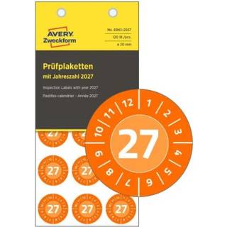 Avery 6945-2027 Inspektionsetiketter 2027 med NoPeel™ Ø20mm 8ark