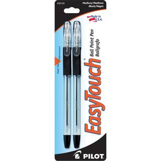 Pilot EasyTouch Ballpoint Stick Pens Medium Point Black Ink 2-Pack (32100)