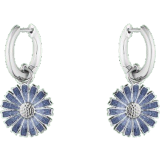 Georg Jensen Daisy øreringe i sølv med blå emalje - Ø 13 mm