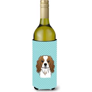 Checkerboard Blue Cavalier Spaniel Wine Bottle Beverage Isulator Hugger BB1162Literk
