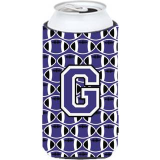 Brev G Football Purple and White Tall Boy Beverage Isulator Hugger CJ1068-GTBC