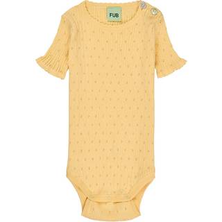 FUB Pointelle Baby Body Vanilla 74 cm  Gul  74 cm  Unisex