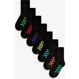 Next Black Checkerboard Cotton Rich Socks 7 Pack