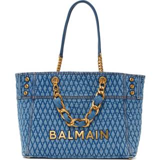 Balmain 1945 quilted denim tote bag - blue - One Size