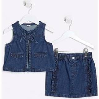 River Island River Island Blue Girls Denim 100% Cotton Gilet Skirt Set