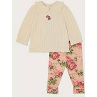 Monsoon Nyfødt Betsy Pointelle 100% Bomuld Top og Blomster Leggings Sæt12 - 18 måneder (80 - 86cm)