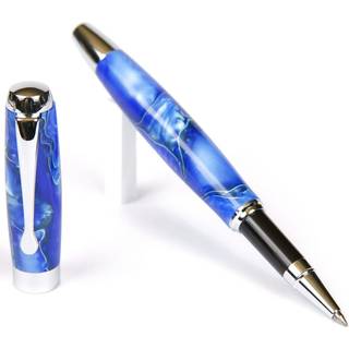 Toscana Rollerball Pen - Blue & Pearl Marbleized Gloss Body