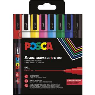POSCA marker sæt PC-3M 8 ass. farver std.