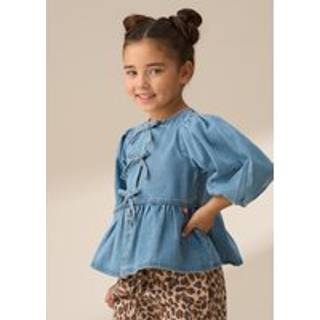 Angel & Rocket Angel & Rocket Blue Rochelle Denim Peplum Bow 100% Cotton Top