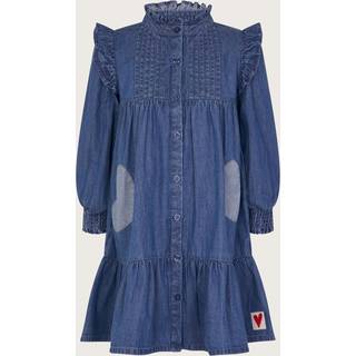 Monsoon Langærmet Flæsekant Hjerte Denim 100% Bomuld Kjole6 år (116cm)