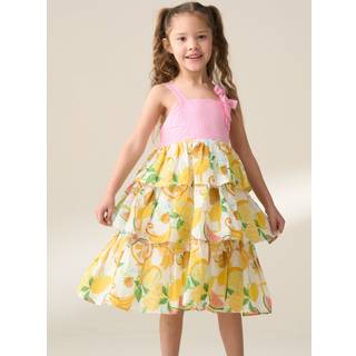 Angel & Rocket Angel & Rocket Pink Lydia Tiered Fruit Sun 100% Cotton Dress