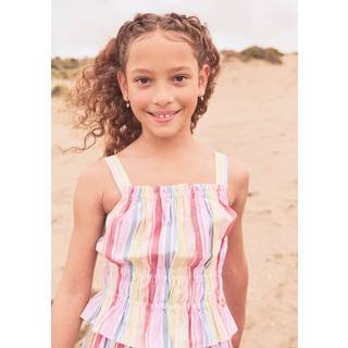 Angel & Rocket Angel & Rocket Pink Faye Multi Stripe Shirred 100% Cotton Top