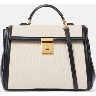 DeMellier Paris Midi leather-trimmed canvas tote bag - white - One Size