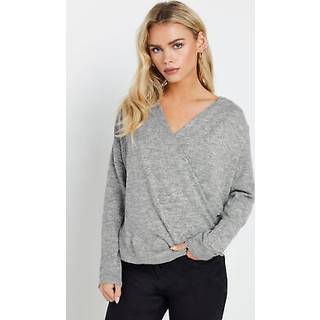 M & Co M & Co Grey Petite Wrap Over Jumper