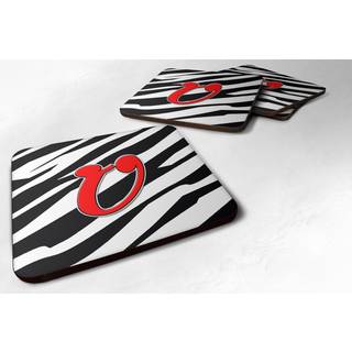 """" Caroline's Treasures CJ1024-UFC Monogram-Zebra Red Foam Coasters (sæt af 4) indledende bogstav u 3.5 """" ""H x 3,5"" """" ""W multicolor"" ""
