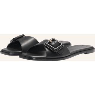 Læderslippers med logo på spændet