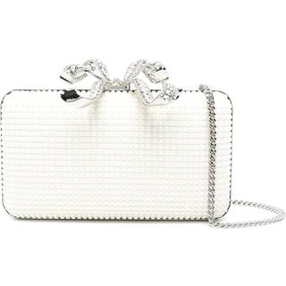 Self-Portrait Bow faux pearl-embellished clutch - white - One Size