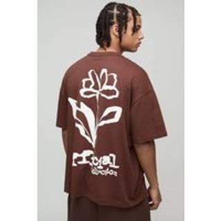 Mens Chocolate Oversized Official Graffiti Floral Graphic T-Shirt