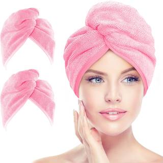AIDEA Microfiber Hair Howle Wrap 2 Pack Hair Turban Super Absorbent Quick Dry Hair Howel Wrap til alle h?rtyper Anti Frizz 26 """"? 10 """" Pink