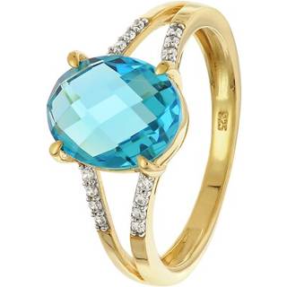 trendor 68976 Damenring 925 Silber Vergoldet Mit Synthetischem Blautopas