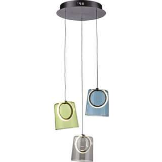 Paul Neuhaus LED-pendellampe Zula, Ø 40 cm, farverig, 3 lyskilder.