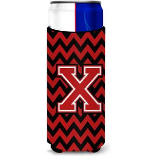 Brev X Chevron Black and Red Ultra Beverage Isulators til slanke dåser CJ1047-XMUK