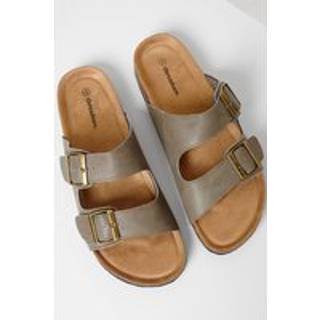 Threadbare Threadbare Grey Slip-On Two Buckle Strap Sandals