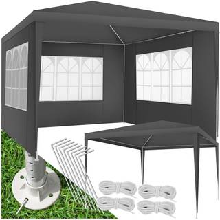 Havepavillon Barinas med 3 sidepaneler, vandtæt, 3x3m - grå