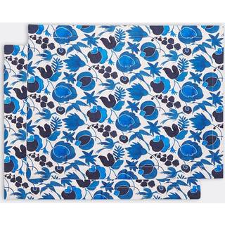 La DoubleJ Table Linens - 'Wildbird' tablemat, set of two, blue in blue 100 % LINEN