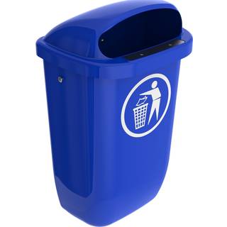 Affaldskurv 50 liter komplet med låg og beslag - Blå