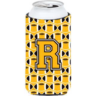 """" Brev R fodbold sort gammel guld og hvid høj dreng drikkevarer isolator hugger cj1080-rtbc """"