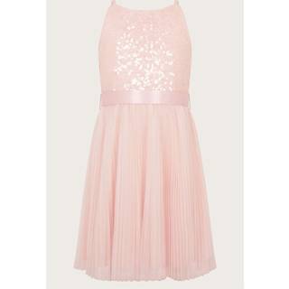 Monsoon Monsoon Pink Keita Embellished Plisse Dress