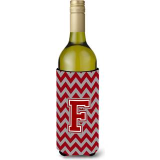 Brev F Chevron Maroon og White Wine Bottle Beverage Isulator Hugger CJ1049-Fliterk