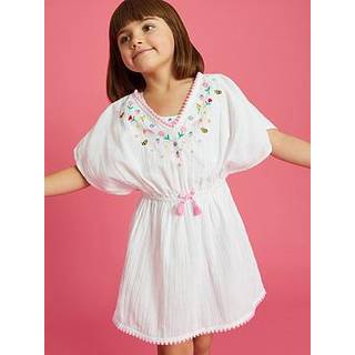 Angels By Accessorize Piger Blomster Broderet Kaftan 100% Bomuld Kjole7 - 8 år (122 - 128cm)