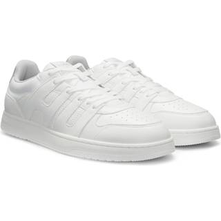 Sneakers i imiteret læder med logo på pløsen