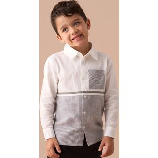 Angel & Rocket Angel & Rocket Grey Hank Textured Stripe Block 100% Cotton Shirt