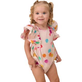 Angel & Rocket Angel & Rocket White Francessca Multi Rainbow Spot 100% Cotton Romper