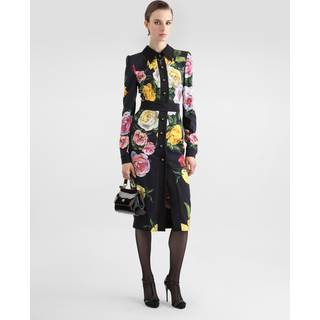 Dolce&Gabbana Longuette floral cady shirt dress - black - XL