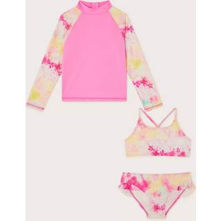 Monsoon Monsoon Pink Tie Dye Long Sleeve Swim Top and Bikini Set