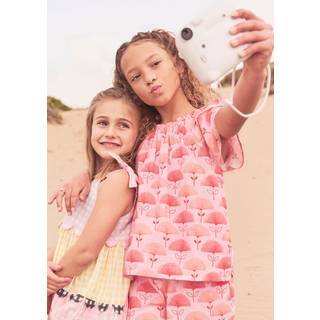 Angel & Rocket Angel & Rocket Pink Carman Fan Floral Print Blouse