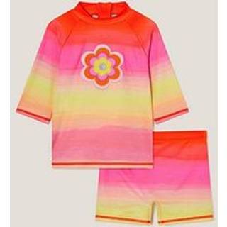 Monsoon Monsoon Pink Flower Ombré UPF 50+ Rash Vest and Swim Shorts Set