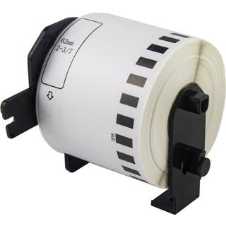 Brother Papir label, Kompatibel, 6 2mm x 30.48 m, Sort på hvid
