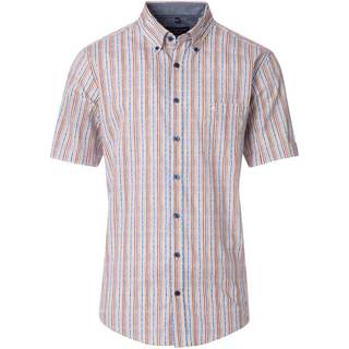 CasaModa Herren Kurzarmhemd orange gestreift