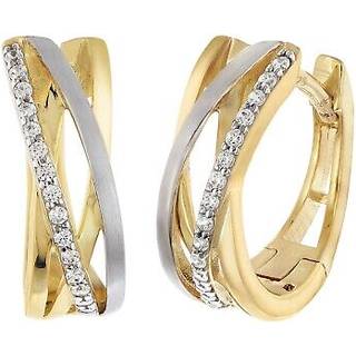 trendor 28028 Damen-Ohrringe 925 Silber Bicolor Zirkonia Creolen